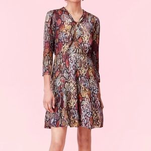 Rebecca Taylor Watercolor Snake Hammered Silk Dress
